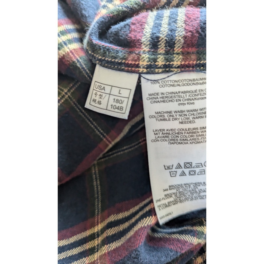 Vintage Brooks Brothers Plaid Cotton Long Robe, Pockets & Interior Tie, No Belt - Picture 8 of 12